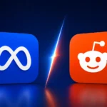 Ícones da Meta e Reddit em destaque representando a nova plataforma Forum e a disputa entre redes sociais focadas em comunidades