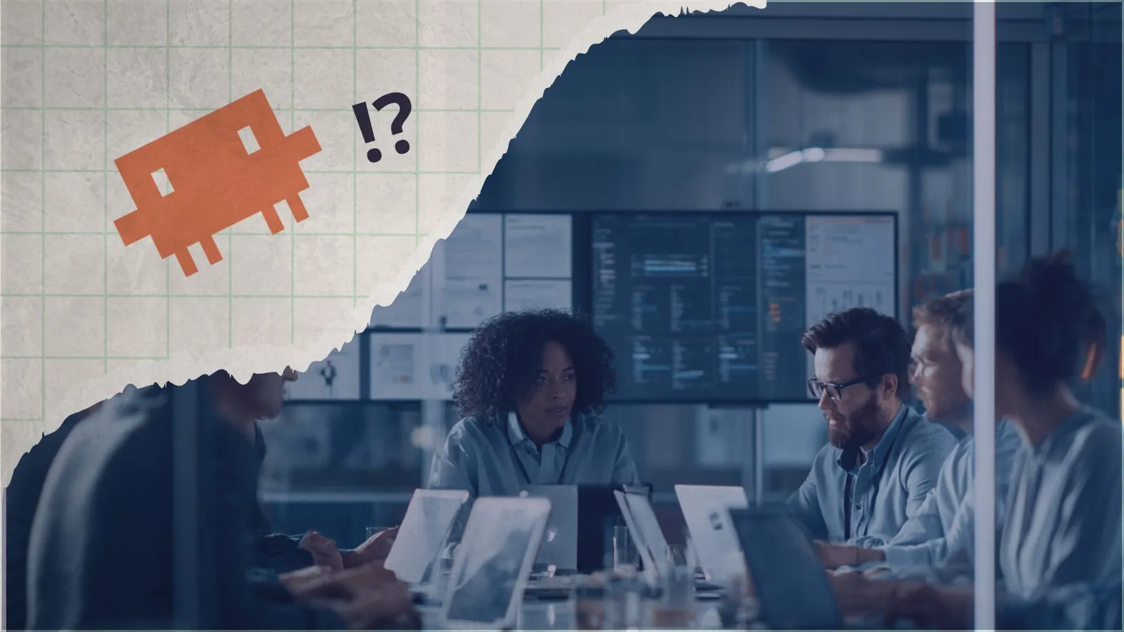 Equipe de ciência de dados em reunião corporativa ao lado de ilustração sobre incerteza em LLMs, representando a parceria entre Peak High Tech e Comunidade Estatidados.